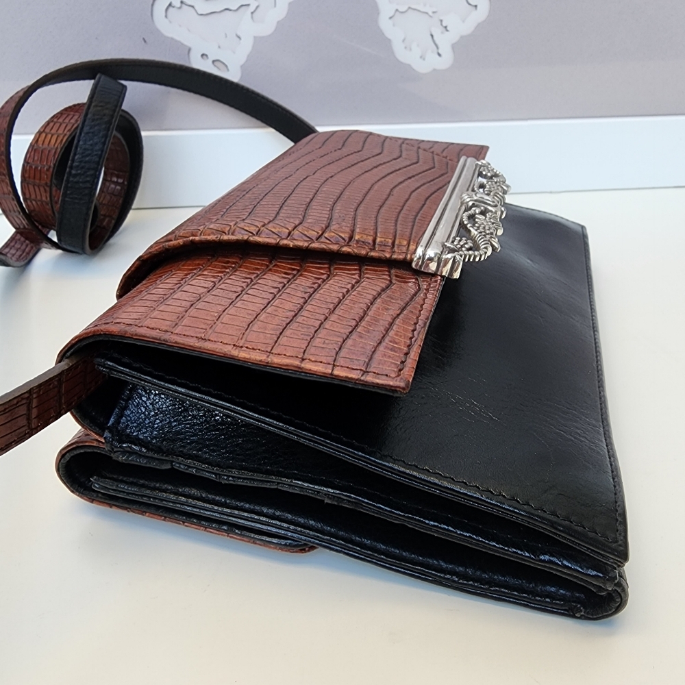 Brighton Vintage Crossbody Bag plus Wallet Snakeskin Leather - Picture 6 of 16
